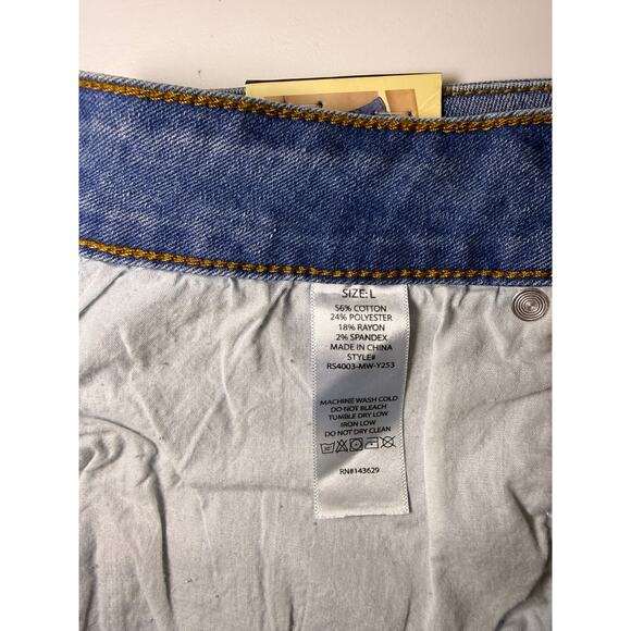 RISE Stretchy Denim Mini Skirt - Size L - Light Indigo - Picture 9 of 9